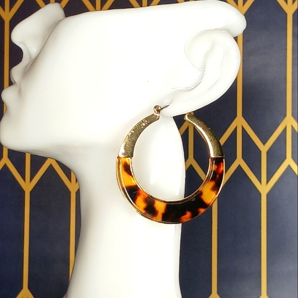 New Brown Leopard Resin Hoop Earrings